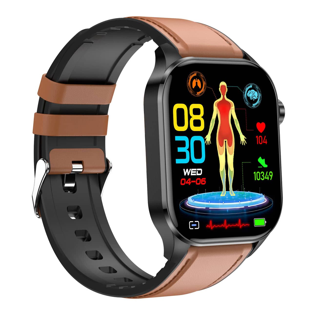 Smartwatch för Hälsa & Fitness – EKG, Blodtryck, Pulsövervakning – Kompatibel med iOS & Android