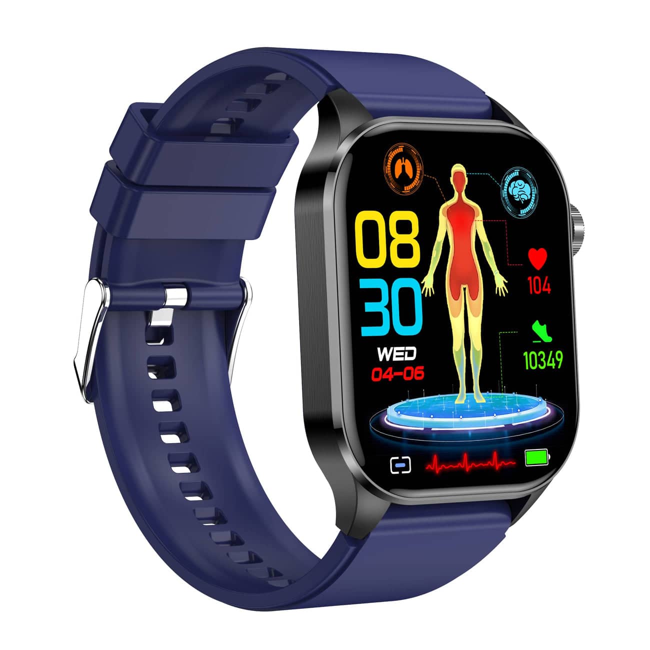 Smartwatch för Hälsa & Fitness – EKG, Blodtryck, Pulsövervakning – Kompatibel med iOS & Android