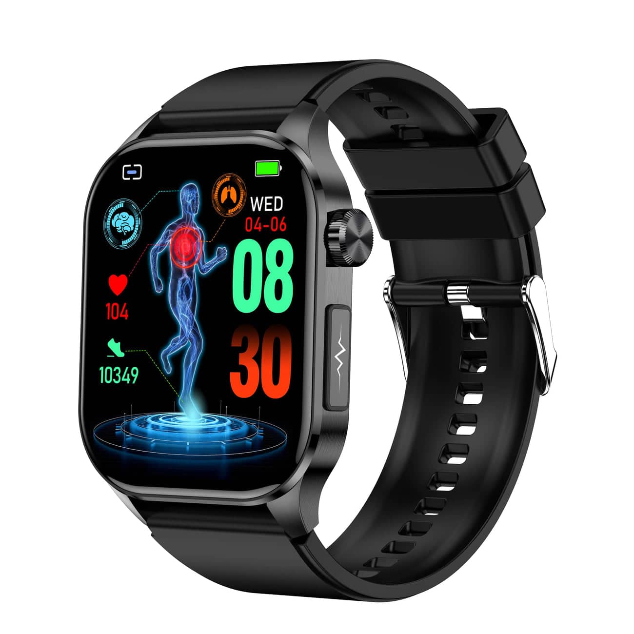 Smartwatch för Hälsa & Fitness – EKG, Blodtryck, Pulsövervakning – Kompatibel med iOS & Android