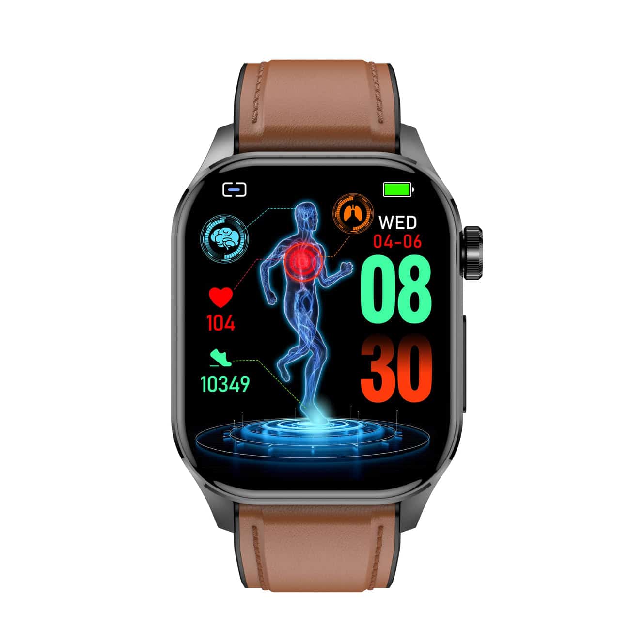 Smartwatch för Hälsa & Fitness – EKG, Blodtryck, Pulsövervakning – Kompatibel med iOS & Android