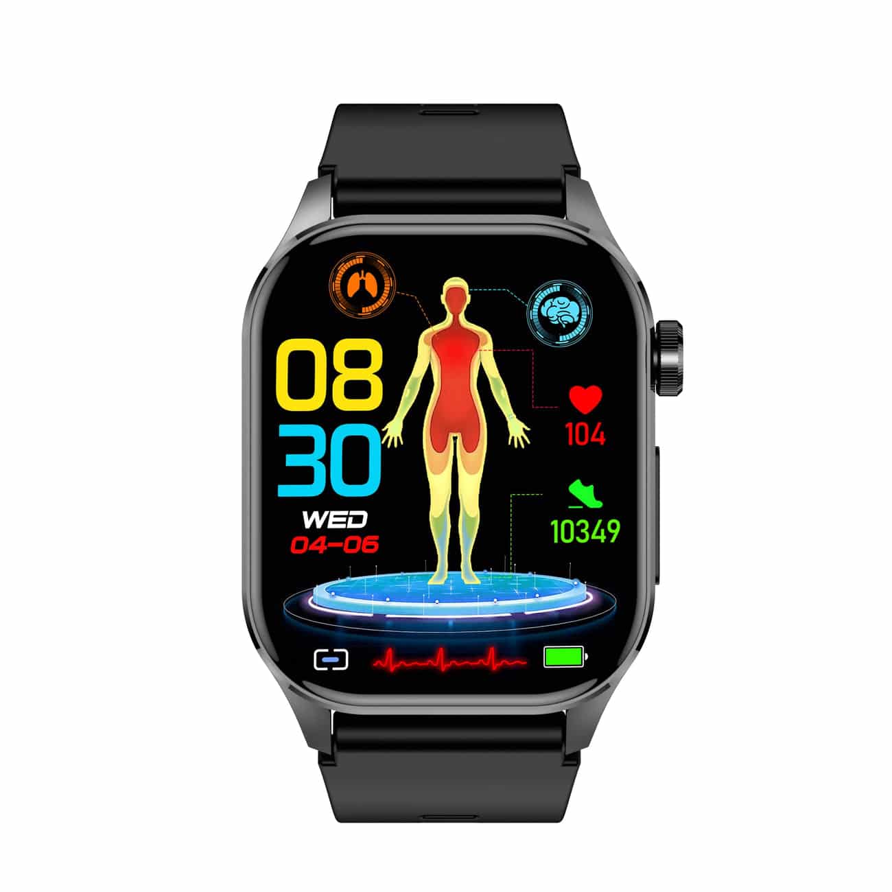 Smartwatch för Hälsa & Fitness – EKG, Blodtryck, Pulsövervakning – Kompatibel med iOS & Android