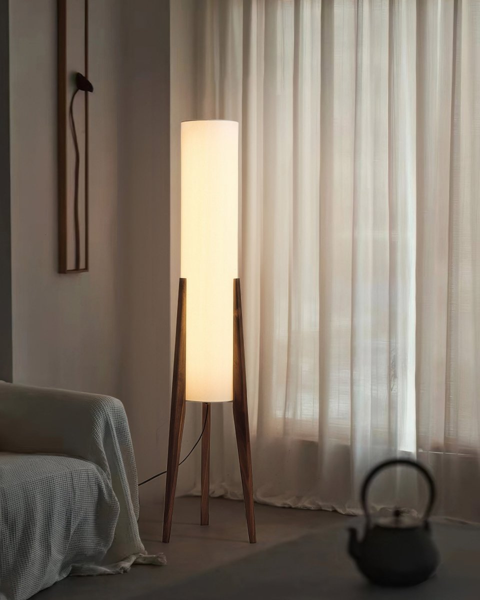 Valnöt Trä Design Golvlampa - Lätt Konst för Varje Interiör