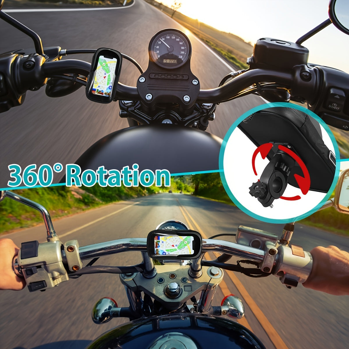 Vattentät Telefonhållare för Cykel och Motor | 360° Rotering