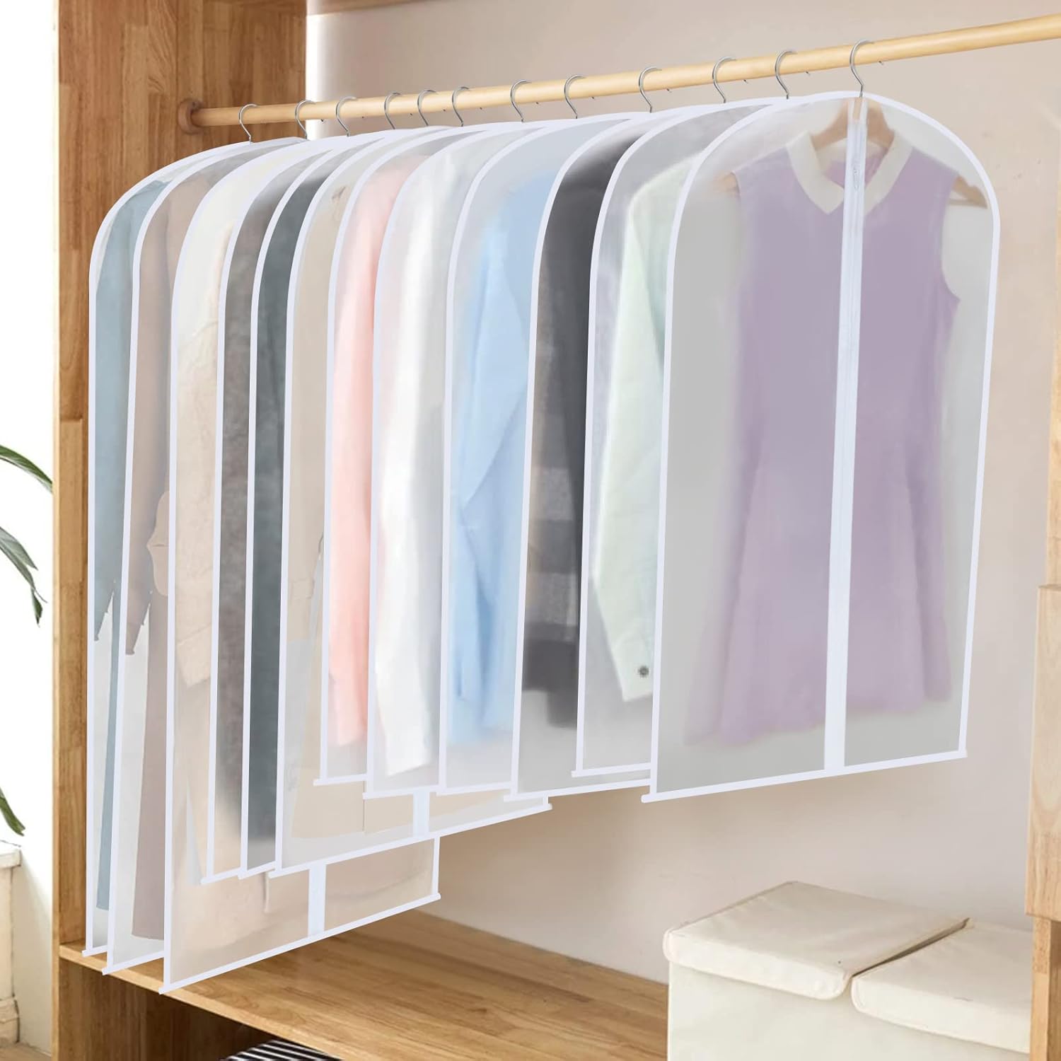 PEVA Klädpåse Set – 12-Pack Hängande Klädpåsar i 3 Storlekar (Köp 1, Få 1 GRÁTIS)
