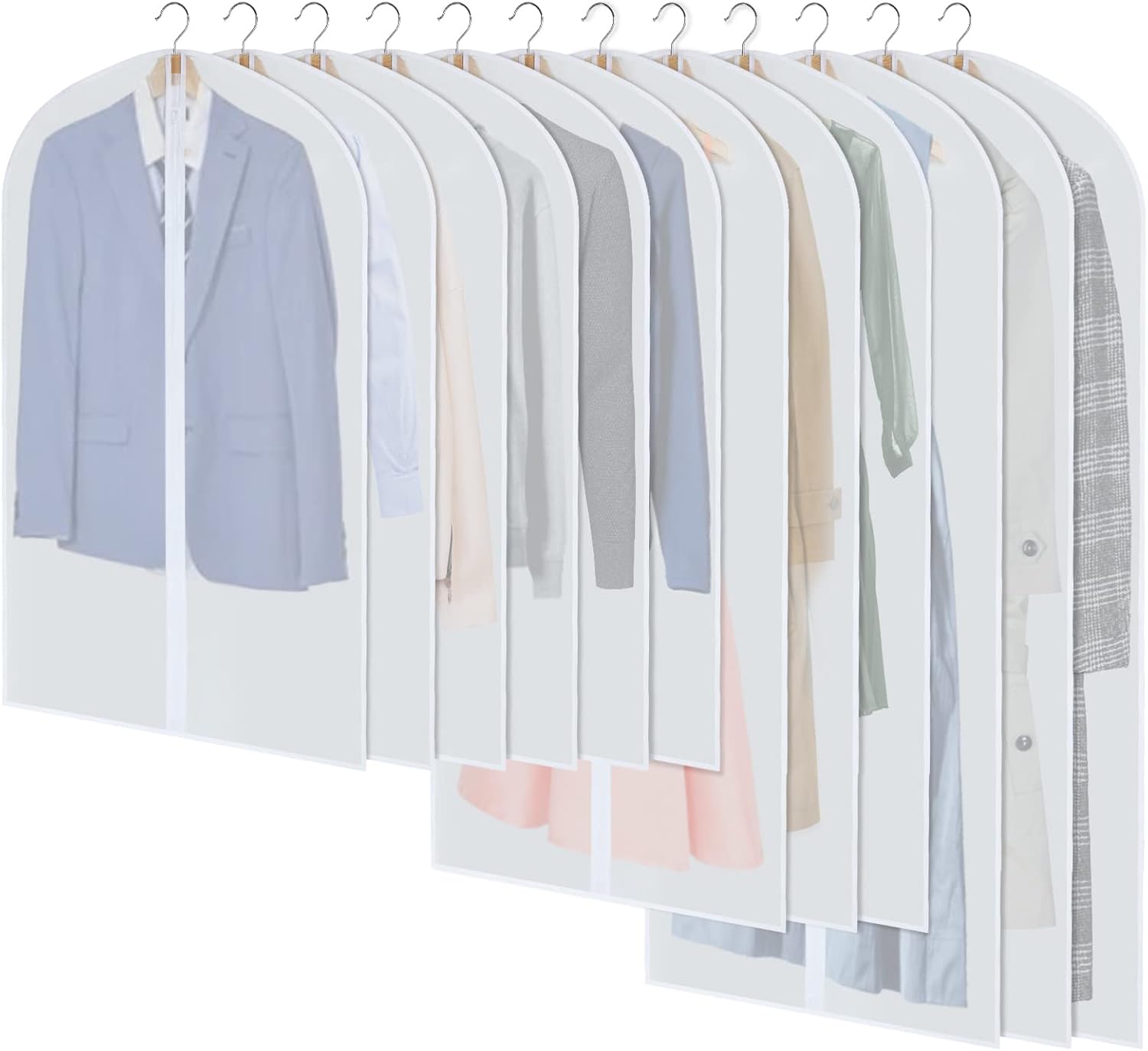 PEVA Klädpåse Set – 12-Pack Hängande Klädpåsar i 3 Storlekar (Köp 1, Få 1 GRÁTIS)