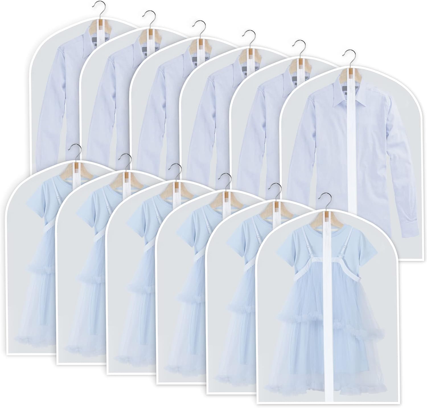 PEVA Klädpåse Set – 12-Pack Hängande Klädpåsar i 3 Storlekar (Köp 1, Få 1 GRÁTIS)