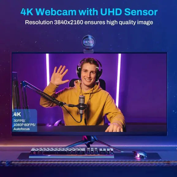 Kristallklar 4K HD-webbkamera – Professionell streamingkvalitet