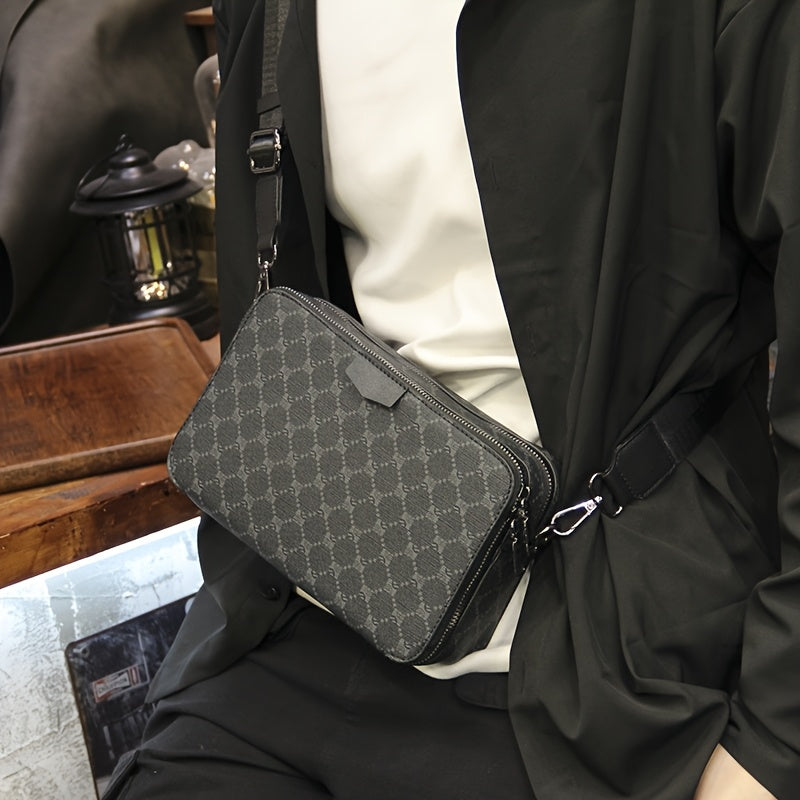Herr Crossbody Väska | Streetstyle | Rutigt Design | Svart