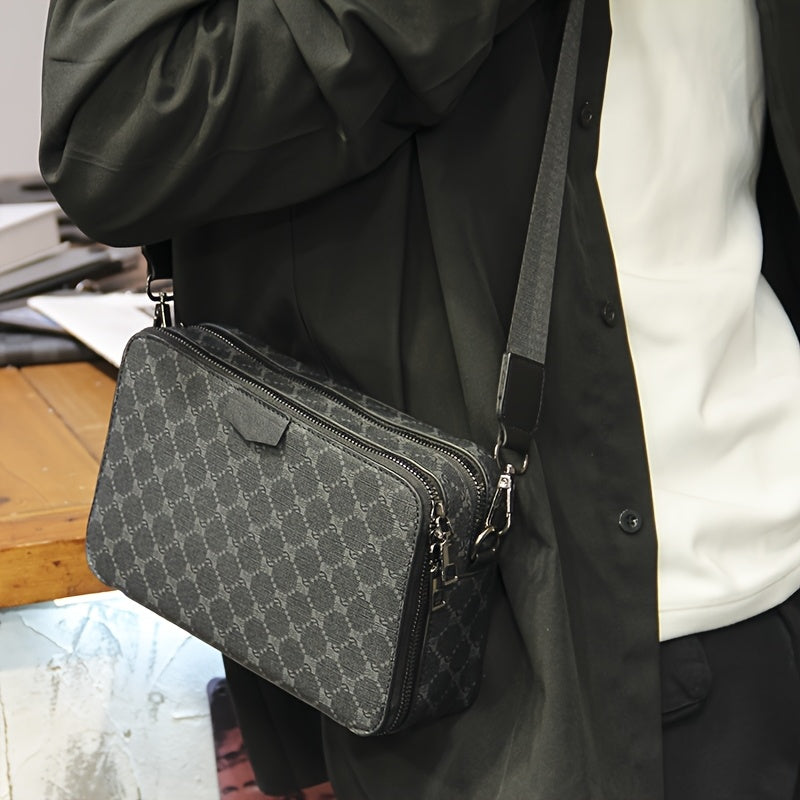 Herr Crossbody Väska | Streetstyle | Rutigt Design | Svart