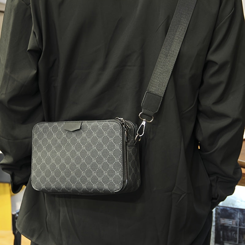 Herr Crossbody Väska | Streetstyle | Rutigt Design | Svart