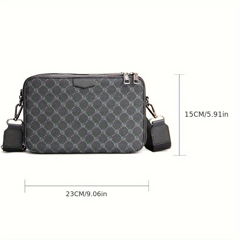Herr Crossbody Väska | Streetstyle | Rutigt Design | Svart