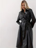 Svart Läder Trenchcoat För Damer - Elegant & Varm