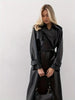 Svart Läder Trenchcoat För Damer - Elegant & Varm